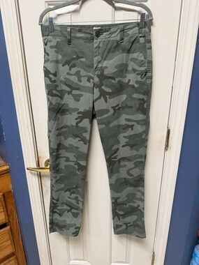 Gap Girlfriend Chino Mid Rise Camo Y2K Pants Straight Leg Green Black Size 8